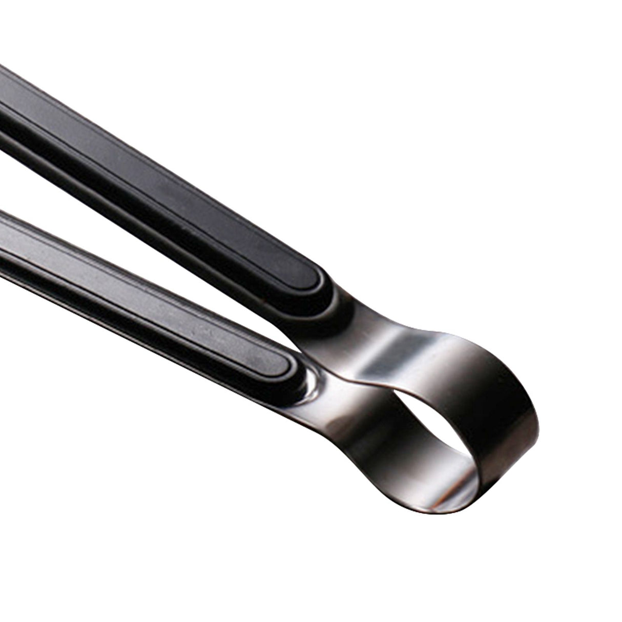 Kitchen Cooking Tong Stainless Steel Easy to Clean Teeth Mouth Steak Clip for BBQ Food 25.5cm Black