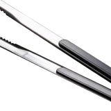 Kitchen Cooking Tong Stainless Steel Easy to Clean Teeth Mouth Steak Clip for BBQ Food 25.5cm Black - Low Angle
