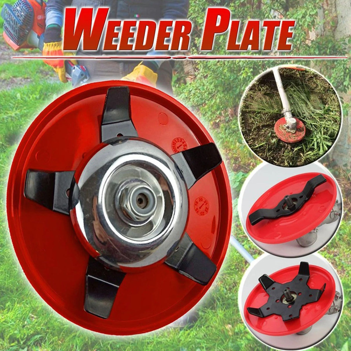 Grass Trimmer Head Multi Function Lawn Mower Weeding Plate Replacement with Interchangeable Blade for Gardening
