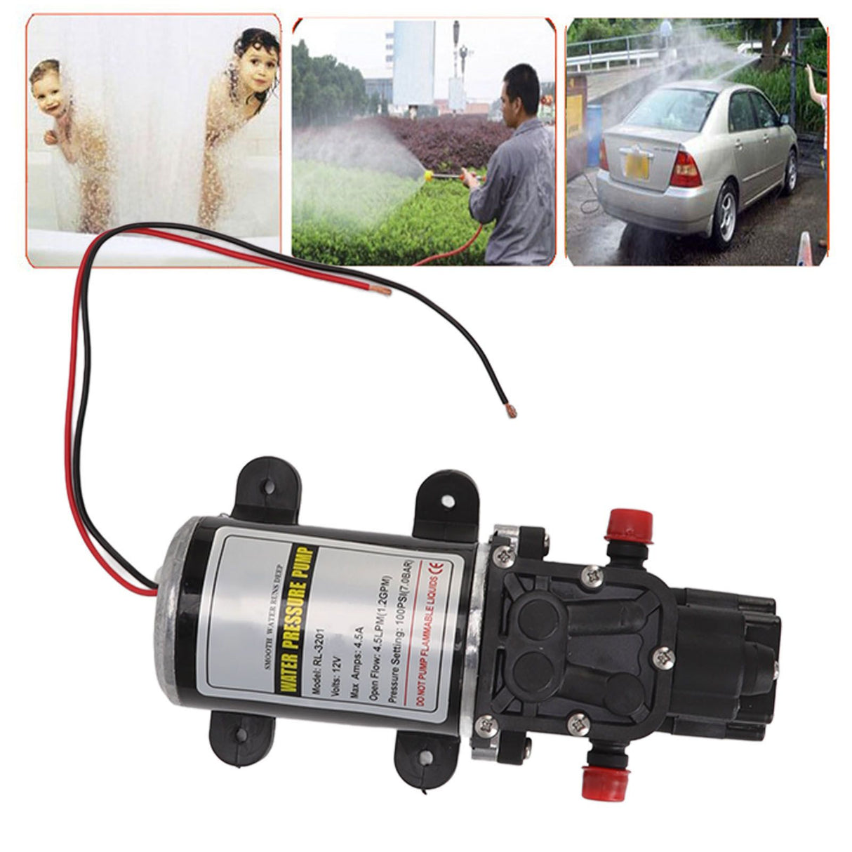 Diaphragm Water Pump Self Priming Intermittent Diaphragm Pump High Pressure Water Pump for Home Marine RL 3201(12V)