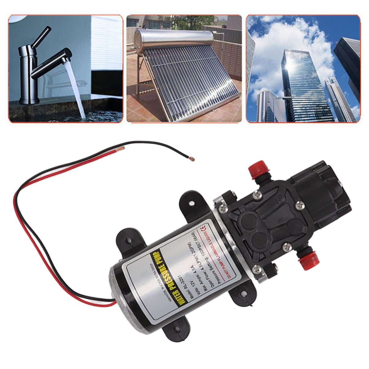 Diaphragm Water Pump Self Priming Intermittent Diaphragm Pump High Pressure Water Pump for Home Marine RL 3201(12V)