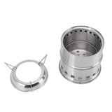 Mini Alcohol Stove for Camping Hiking Stainless Steel Campfire Stove With Storage Bag Round - Rear View