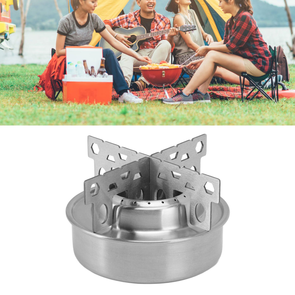 Outdoor Portable Camping Stove Stainless Steel Mini Backpacking Stove for Camping Hiking Backpacking BBQ A