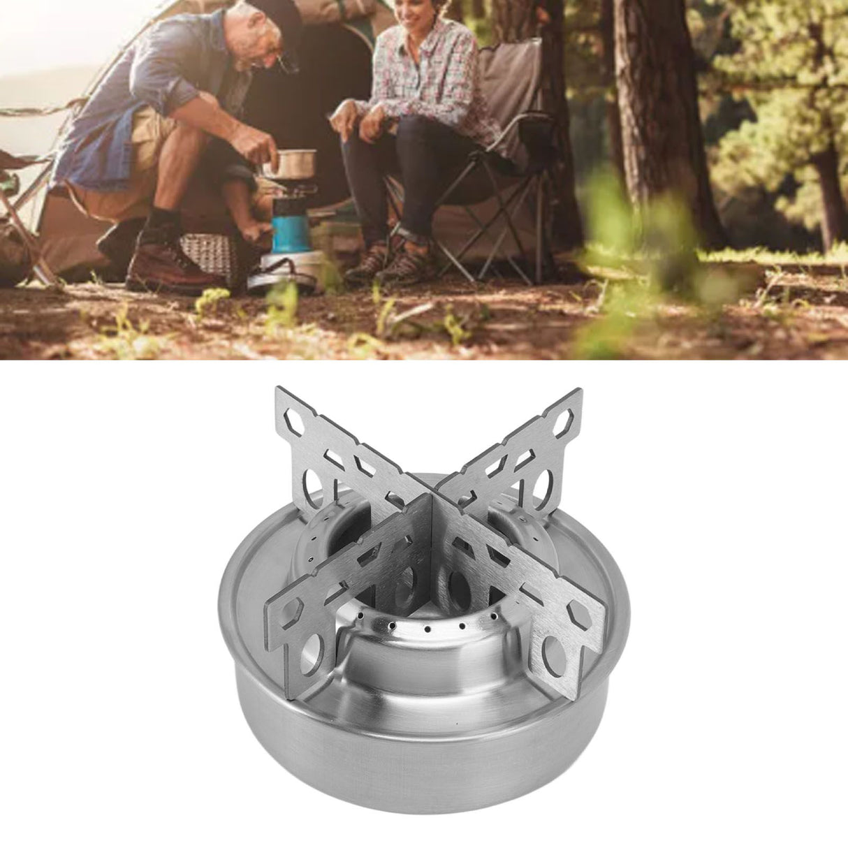 Outdoor Portable Camping Stove Stainless Steel Mini Backpacking Stove for Camping Hiking Backpacking BBQ A