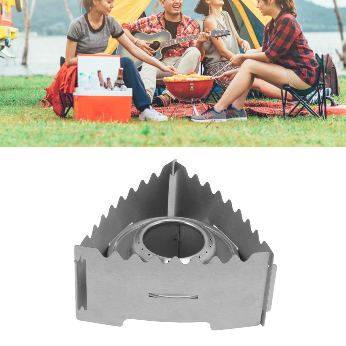 Outdoor Portable Camping Stove Stainless Steel Mini Backpacking Stove for Camping Hiking Backpacking BBQ B