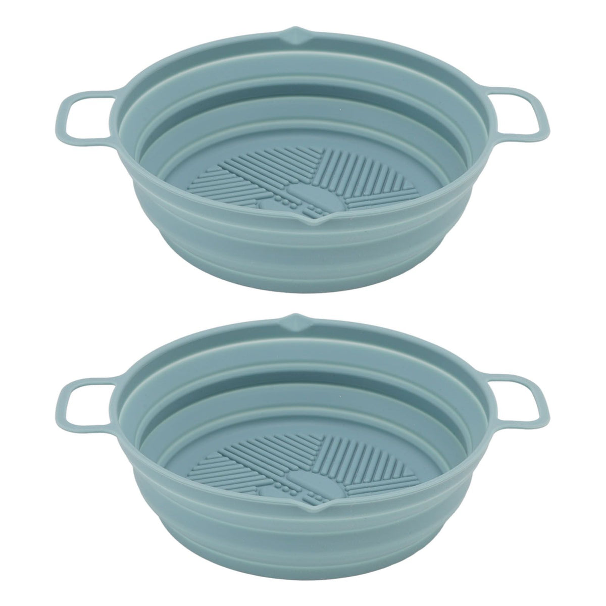 2pcs Fryer Silicone Liner Collapsible Food Grade Silicone Pot for Air Cooker Round Fryer Silicone Basket Blue