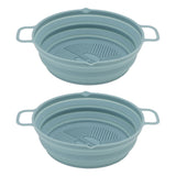 2pcs Fryer Silicone Liner Collapsible Food Grade Silicone Pot for Air Cooker Round Fryer Silicone Basket Blue