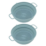 2pcs Fryer Silicone Liner Collapsible Food Grade Silicone Pot for Air Cooker Round Fryer Silicone Basket Blue
