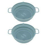 2pcs Fryer Silicone Liner Collapsible Food Grade Silicone Pot for Air Cooker Round Fryer Silicone Basket Blue