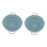 2pcs Fryer Silicone Liner Collapsible Food Grade Silicone Pot for Air Cooker Round Fryer Silicone Basket Blue - Top-Down View
