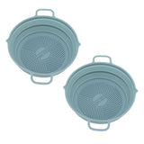 2pcs Fryer Silicone Liner Collapsible Food Grade Silicone Pot for Air Cooker Round Fryer Silicone Basket Blue - 45-Degree Angle