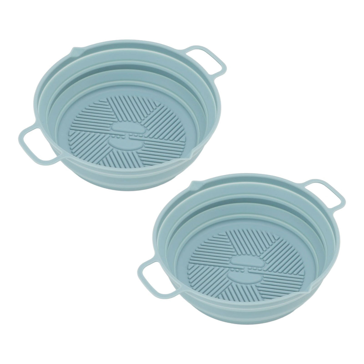 2pcs Fryer Silicone Liner Collapsible Food Grade Silicone Pot for Air Cooker Round Fryer Silicone Basket Blue
