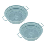 2pcs Fryer Silicone Liner Collapsible Food Grade Silicone Pot for Air Cooker Round Fryer Silicone Basket Blue - Rear View