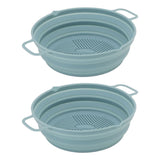 2pcs Fryer Silicone Liner Collapsible Food Grade Silicone Pot for Air Cooker Round Fryer Silicone Basket Blue