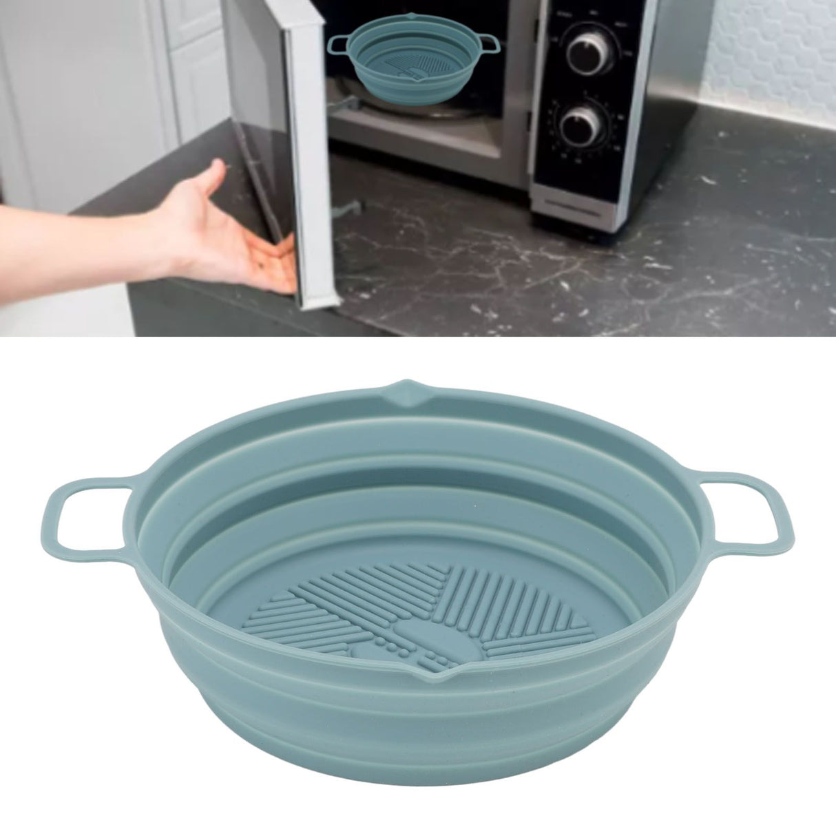 2pcs Fryer Silicone Liner Collapsible Food Grade Silicone Pot for Air Cooker Round Fryer Silicone Basket Blue