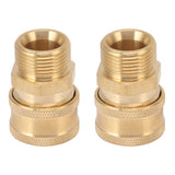 2Pcs Pure Copper M22 High Pressure Washer Fitting Adapter 3/8 Inch NPT Female to M22 Male Adapter Inner Hole 15mm/0.59in - Front View