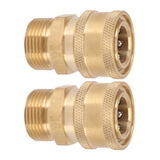 2Pcs Pure Copper M22 High Pressure Washer Fitting Adapter 3/8 Inch NPT Female to M22 Male Adapter Inner Hole 15mm/0.59in - Side View