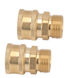 2Pcs Pure Copper M22 High Pressure Washer Fitting Adapter 3/8 Inch NPT Female to M22 Male Adapter Inner Hole 15mm/0.59in