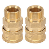 2Pcs Pure Copper M22 High Pressure Washer Fitting Adapter 3/8 Inch NPT Female to M22 Male Adapter Inner Hole 14mm/0.55in - Front View