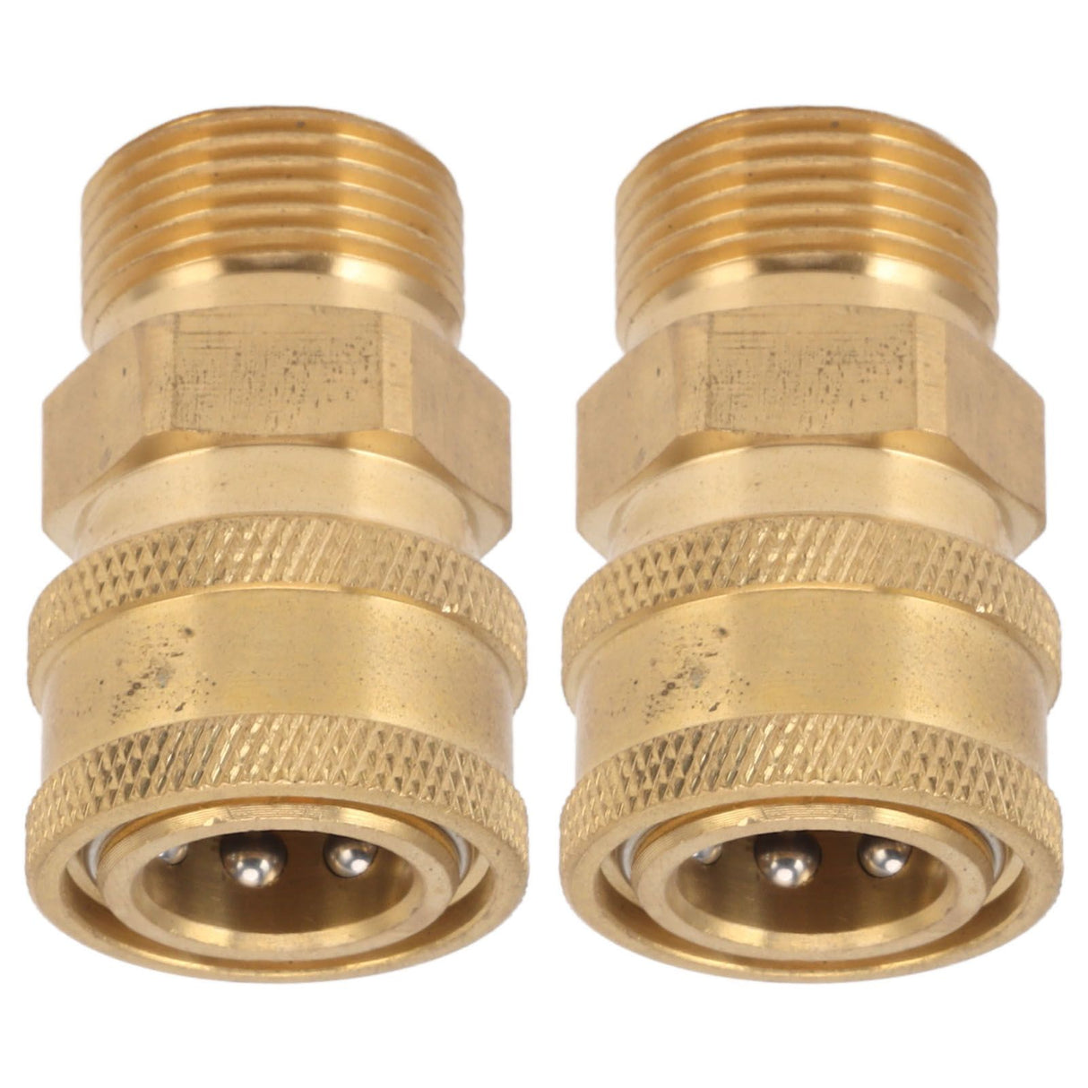 2Pcs Pure Copper M22 High Pressure Washer Fitting Adapter 3/8 Inch NPT Female to M22 Male Adapter Inner Hole 14mm/0.55in