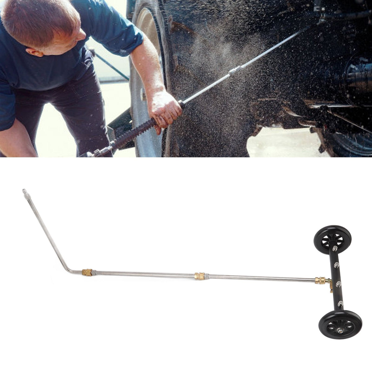 16in Under Car Washer Black with 1/4in Interface Undercarriage Cleaner Surface Cleaner for Cleaning Truck