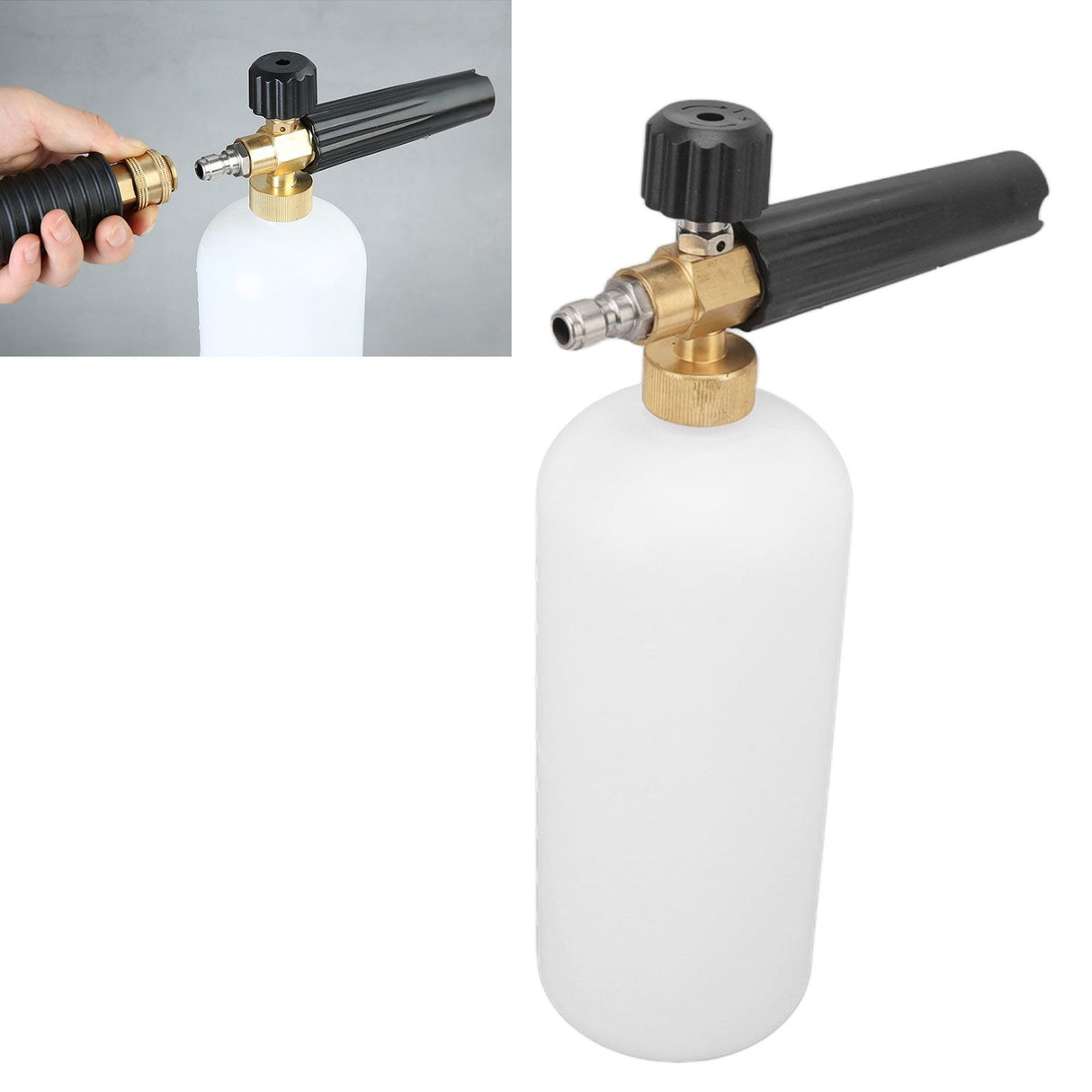 1L Car Wash Foam Spray Bottle Multifunction with G1/4 Quick Connector Copper Foam Lance for Outdoor