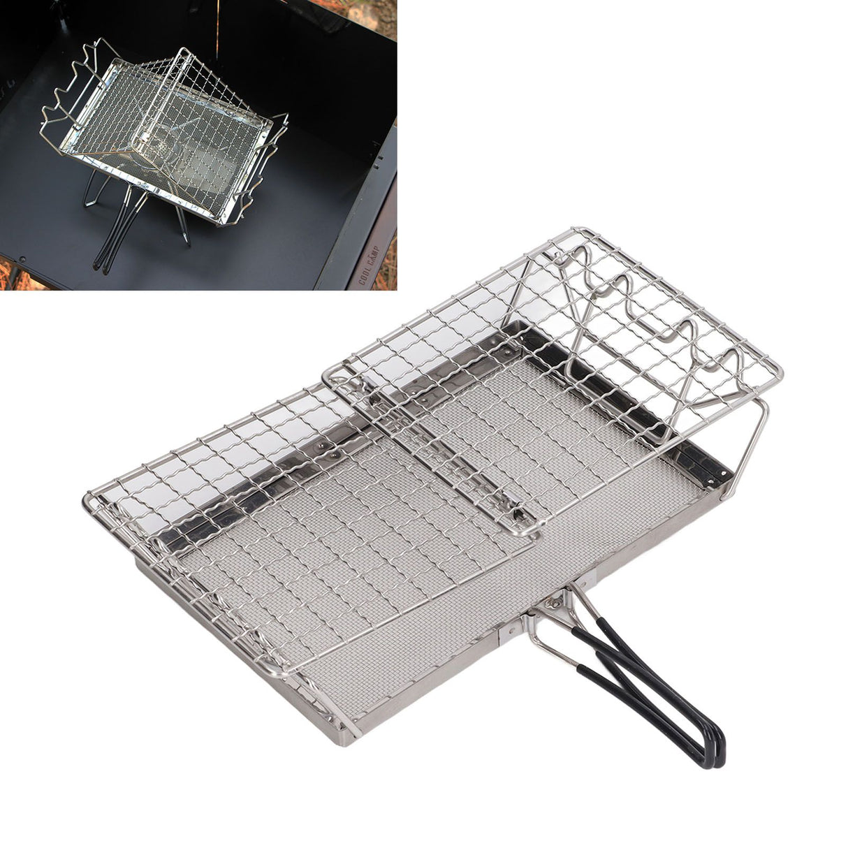Camping Stove Toaster Foldable Portable Stable Structure Stainless Steel Outdoor Stovetop Toaster for Picnic