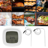 Digital Meat Thermometer with 2 Probes Touchscreen Digital Display Food Cooking Grill Thermometer with Magnet Adsorption