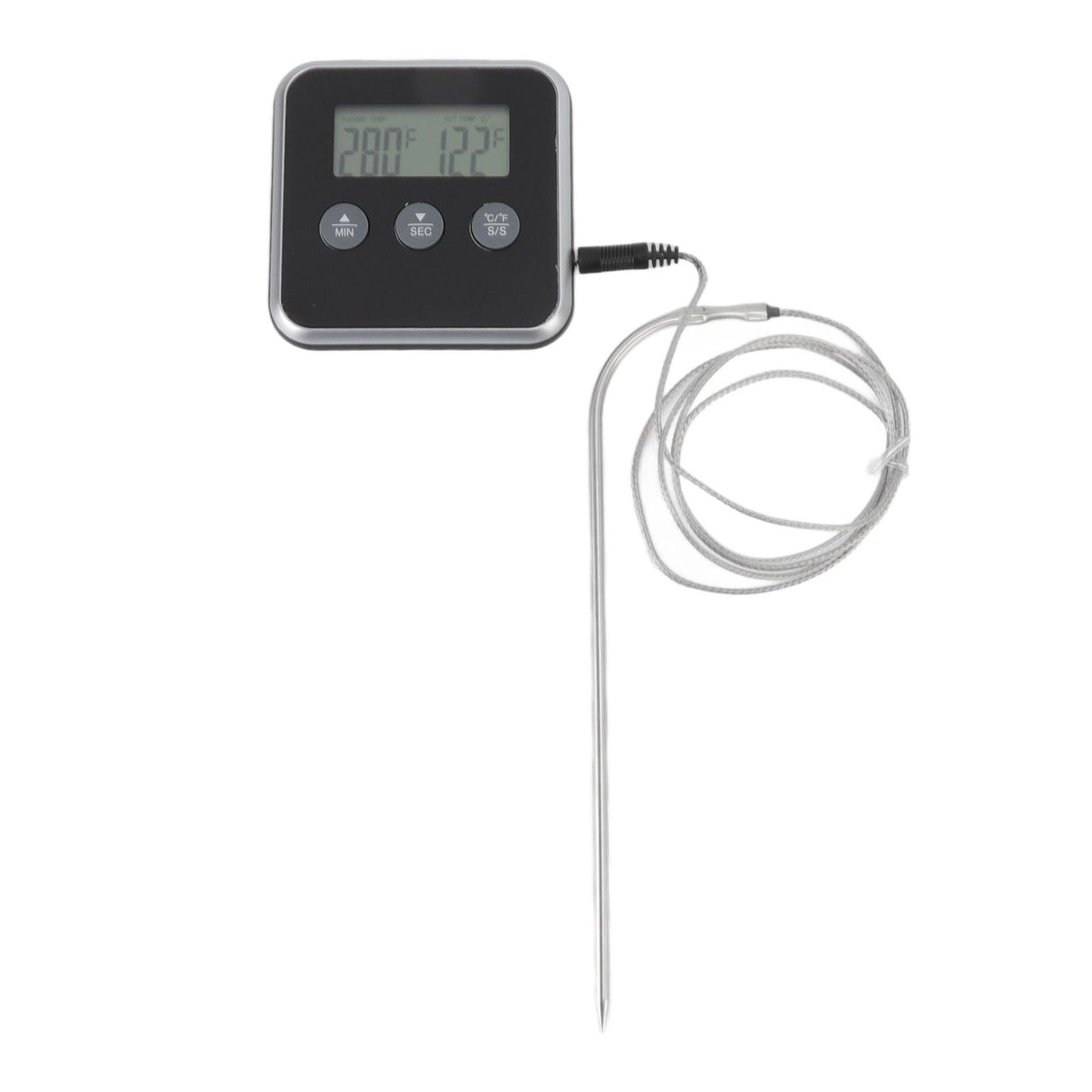 Food Grill Thermometer LCD Display Long Probe 2 Units Digital Meat Thermometer Timer for Kichen Industrial Grill