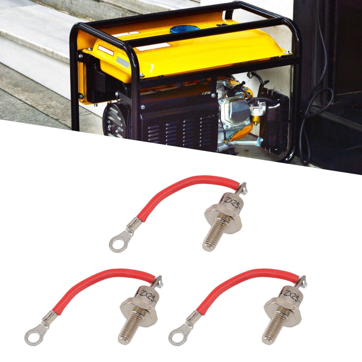 3PCS 25A ZX25 12 Diesel Generator Diode Small Portable Rectifier Diode Replacement Accessories Parts Positive Red Line