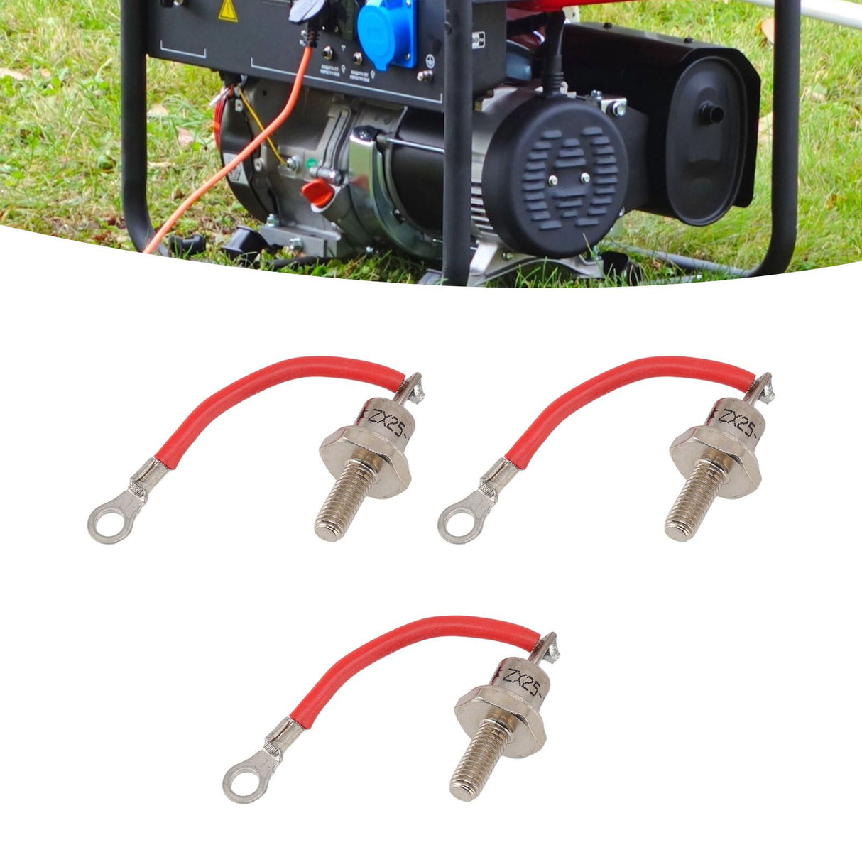 3PCS 25A ZX25 12 Diesel Generator Diode Small Portable Rectifier Diode Replacement Accessories Parts Positive Red Line