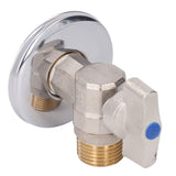 G1/2 Thread Brass Triangle Valve Large Flow Cold Hot Water Angle Stop Valve for Kitchen Bathroom Blue - Rear View