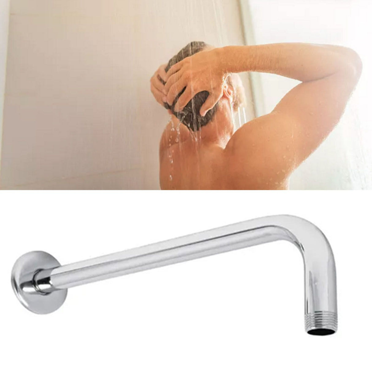 Shower Arm Pipe 50m Total Length 20mm Diameter Round Stainless Steel Chrome Plated Rust Resistance Shower Head Arm
