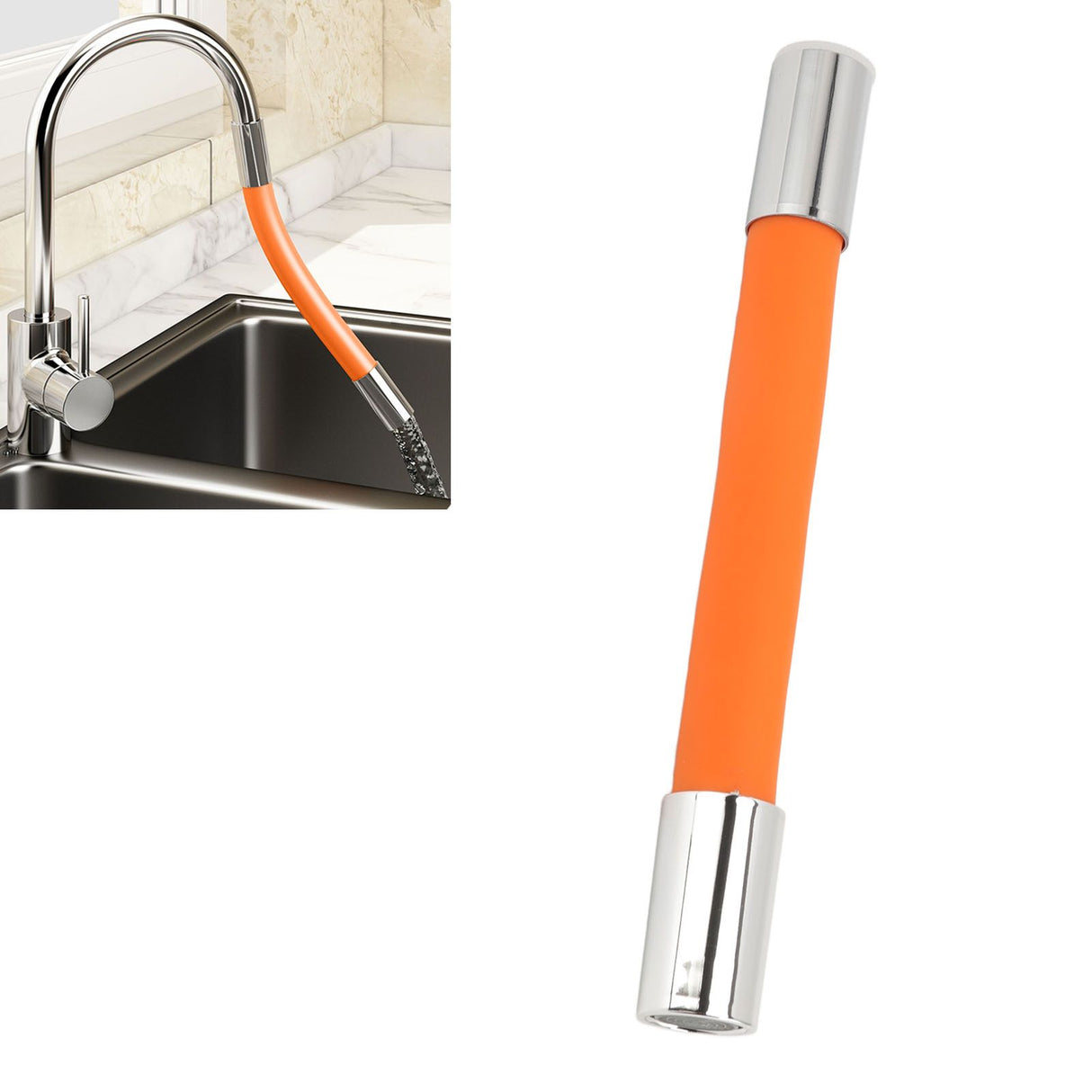 Faucet Extension Tubes with Aerator Nozzle Flexible Copper for Kitchen Sink Orange 20cm Sprayproof