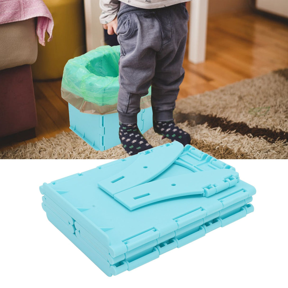 Kids Portable Toilet Portable Foldable Easy Cleaning ABS Potty Training Toilet for Outdoor Emergency Camping