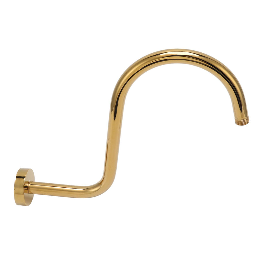 Stainless Steel S Shaped Raised Shower Arm and Flange NPT Brushed Gold Shower Head Extension Arm