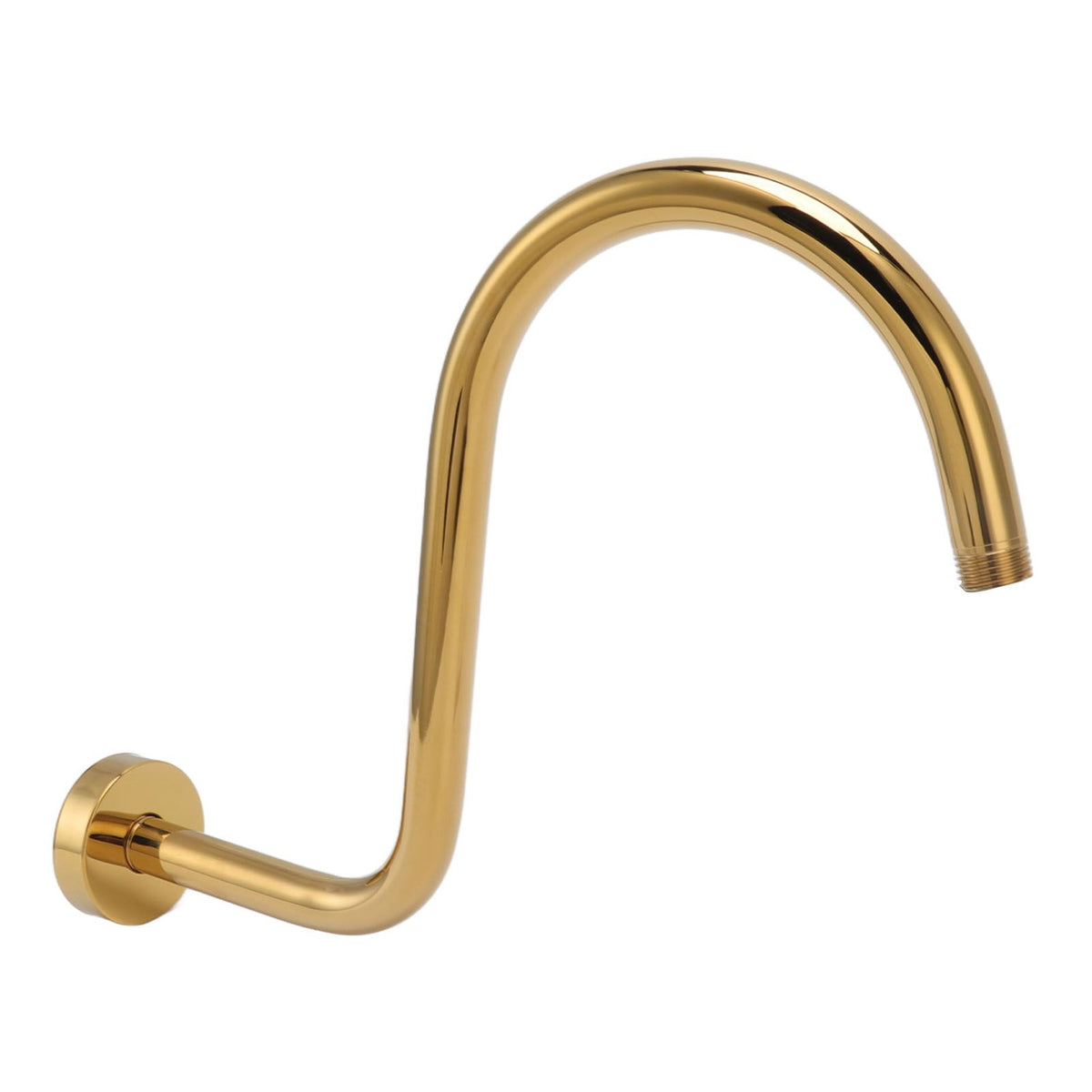 Stainless Steel S Shaped Raised Shower Arm and Flange NPT Brushed Gold Shower Head Extension Arm