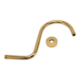 Stainless Steel S Shaped Raised Shower Arm and Flange NPT Brushed Gold Shower Head Extension Arm - Rear View