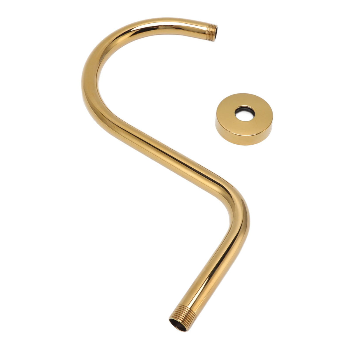Stainless Steel S Shaped Raised Shower Arm and Flange NPT Brushed Gold Shower Head Extension Arm