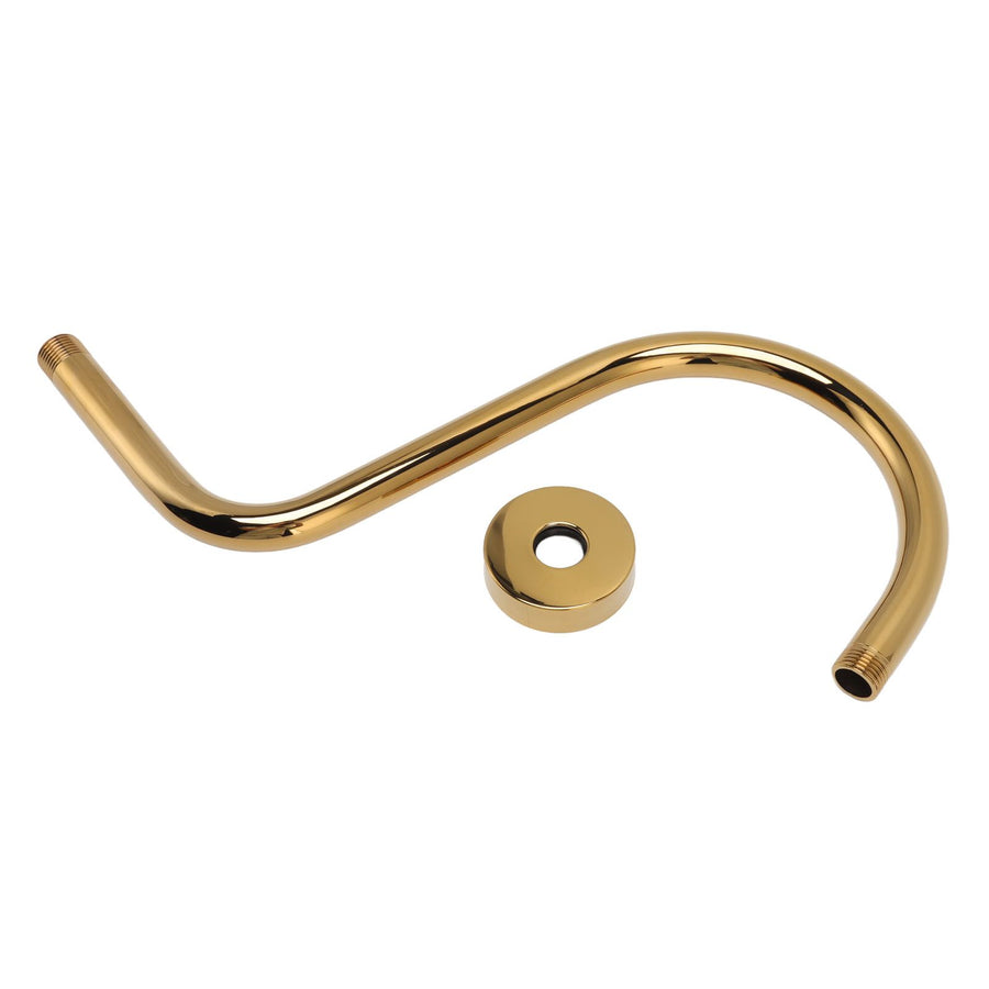 Stainless Steel S Shaped Raised Shower Arm and Flange NPT Brushed Gold Shower Head Extension Arm