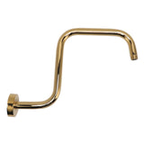 Shower Extension Arm Stainless Steel High Rise Shower Arm with Flange Wall Mounted Shower Head Riser Pipe Gold - Front View