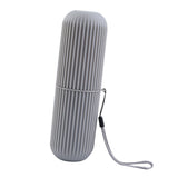 Toothbrush Cup Case Multifunctional Portable Plastic Toothbrush Toothpaste Case Box for Travel Camping Gray - Side View