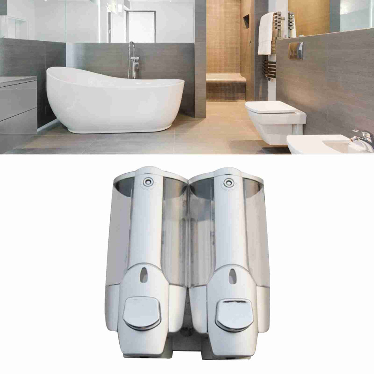 2pcs Shower Shampoo Dispenser Multipurpose Wall Mounted Soap Dispenser for Home Kitchen Bathroom 350ml
