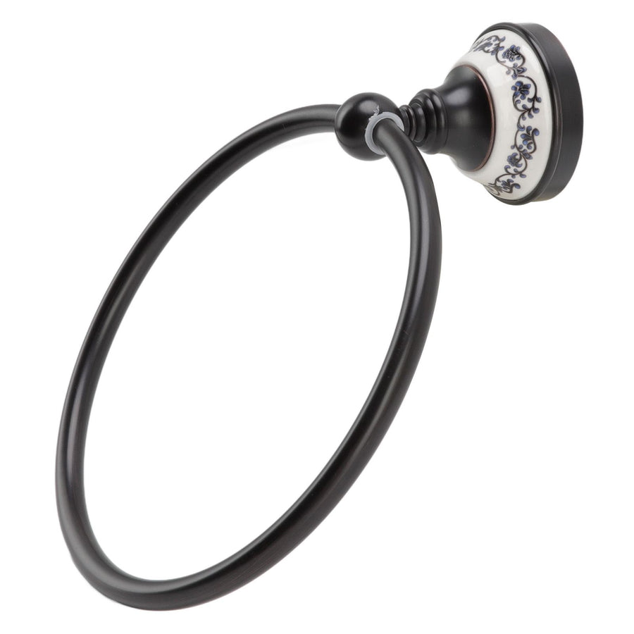 Towel Ring Bathroom Wall Mounted Stand Holder Rack Antique Brass Porcelain Accessories