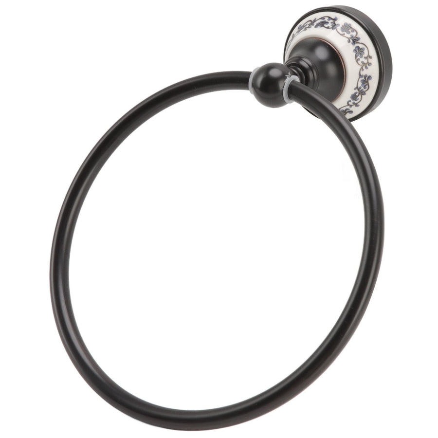 Towel Ring Bathroom Wall Mounted Stand Holder Rack Antique Brass Porcelain Accessories
