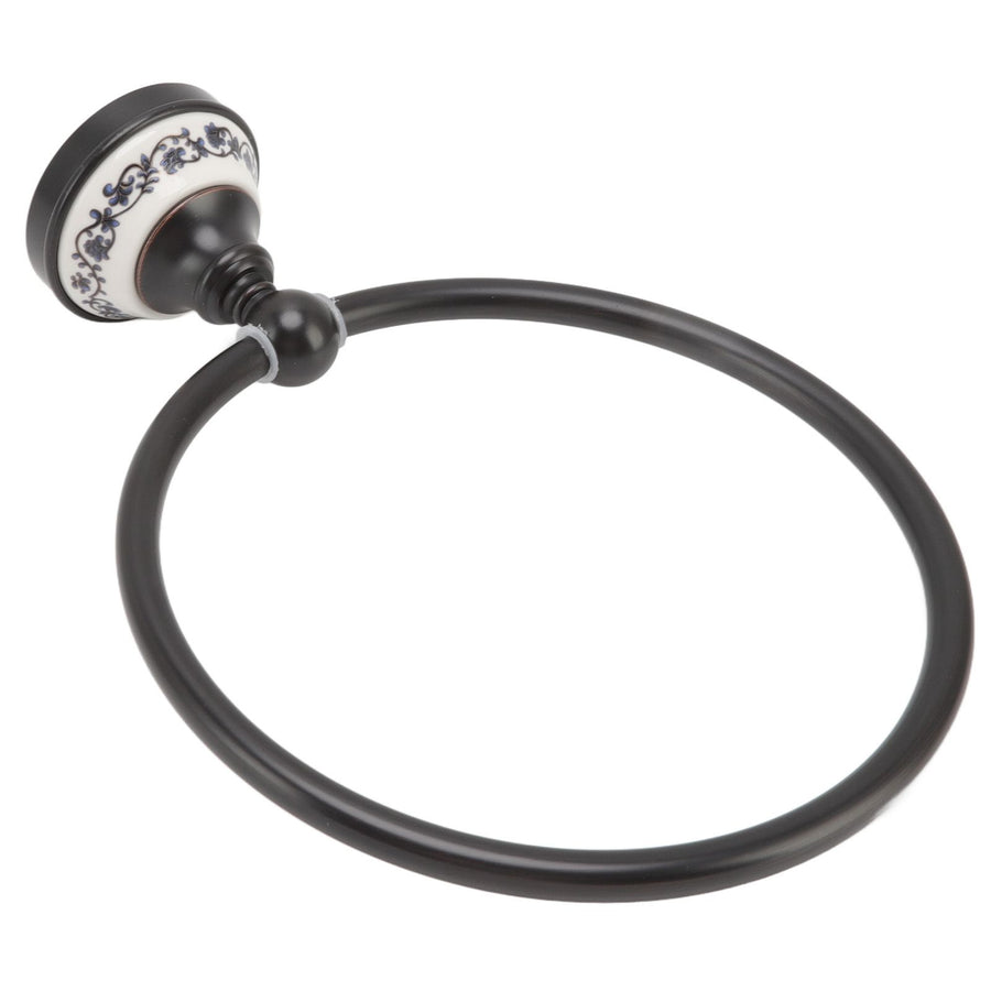 Towel Ring Bathroom Wall Mounted Stand Holder Rack Antique Brass Porcelain Accessories