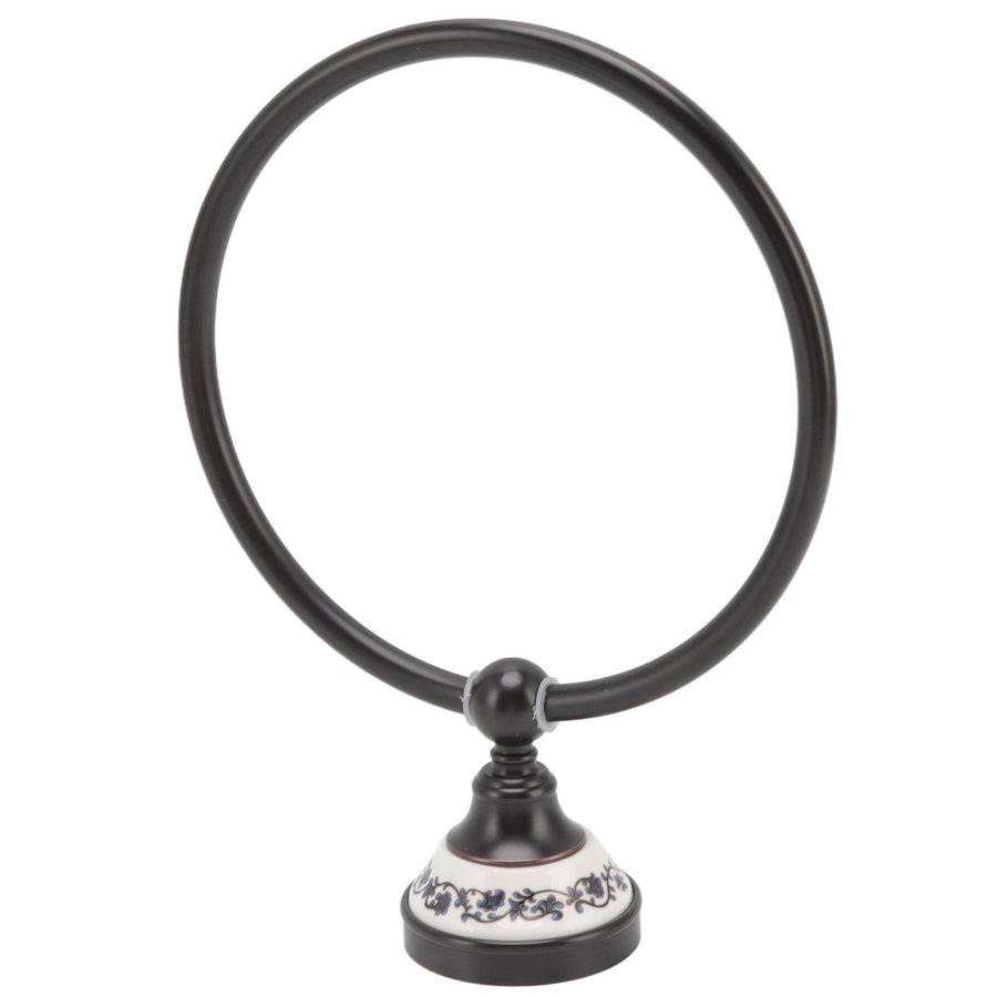Towel Ring Bathroom Wall Mounted Stand Holder Rack Antique Brass Porcelain Accessories