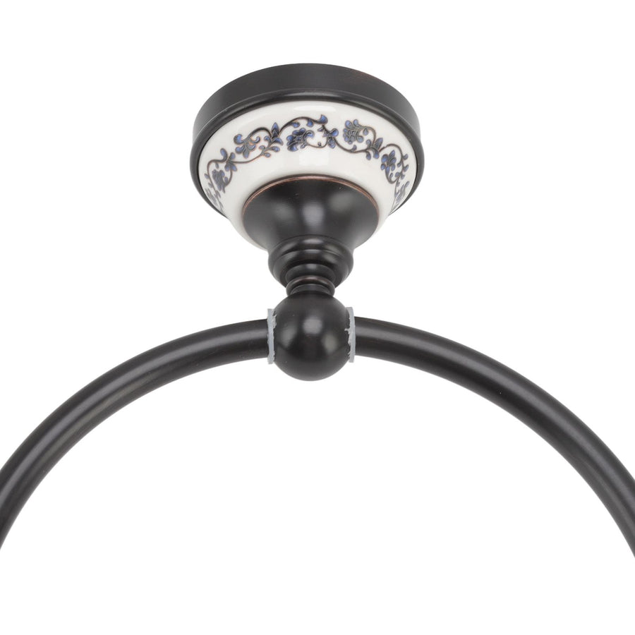 Towel Ring Bathroom Wall Mounted Stand Holder Rack Antique Brass Porcelain Accessories