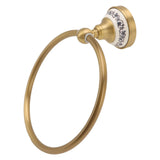 Towel Ring Antique Brass Finish Wall Mounted Bathroom Hand Towel Holder with Blue and White Porcelain Decal - Extra Image