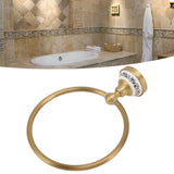 Towel Ring Antique Brass Finish Wall Mounted Bathroom Hand Towel Holder with Blue and White Porcelain Decal - Extra Image